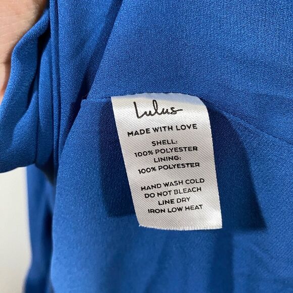 Lulu’s Manhattan Moment Blue Ruffled Midi Wrap Dress in Royal Blue Size Large - Picture 8 of 10